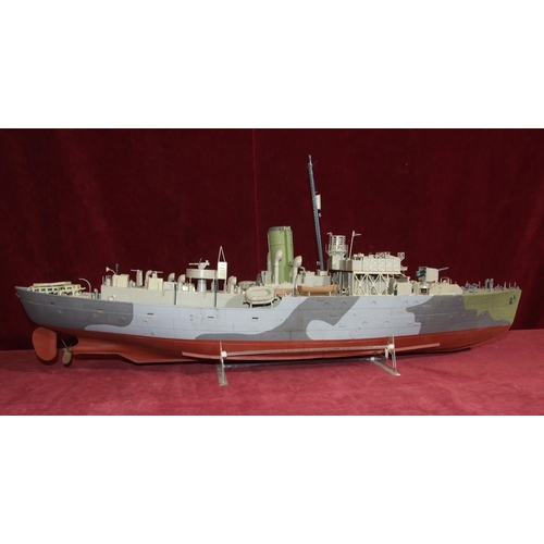 415 - A kit-built model of a corvette, 88cm long, 35cm high.