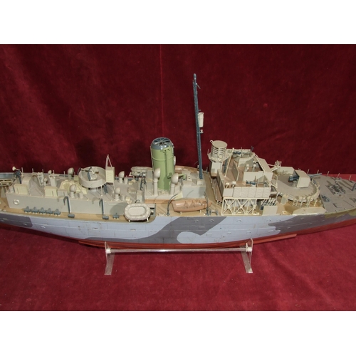 415 - A kit-built model of a corvette, 88cm long, 35cm high.