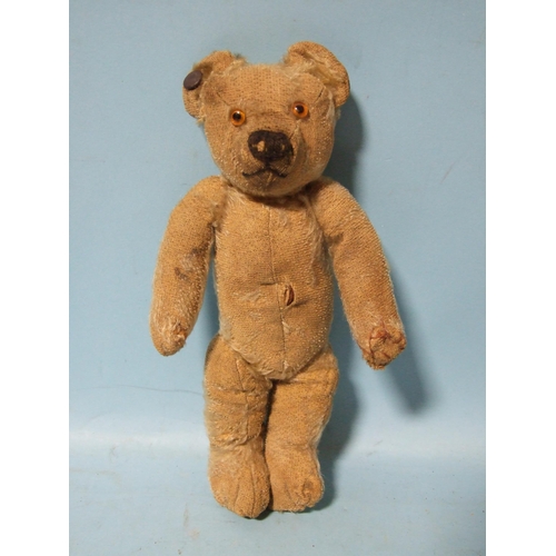 422 - A small early-20th century Chad Valley teddy bear with blank ear button, blonde mohair, replaced gla... 