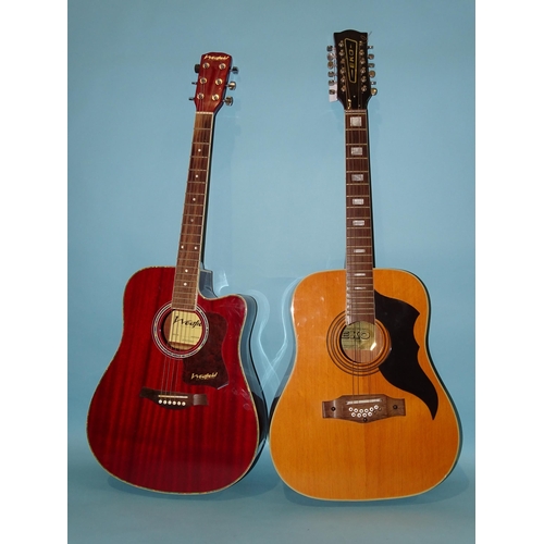 517 - An Eko 12-string acoustic guitar and a Westfield 6-string electric acoustic guitar, (both a/f), (2).... 