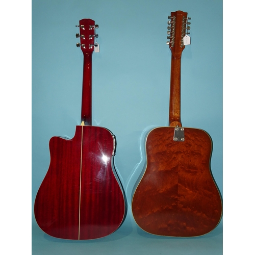 517 - An Eko 12-string acoustic guitar and a Westfield 6-string electric acoustic guitar, (both a/f), (2).... 