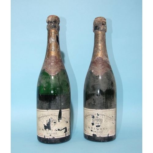 597 - Krug Champagne 1962 Extra Sec, level good, (foil and label damaged), and another, level 50%, (2).... 