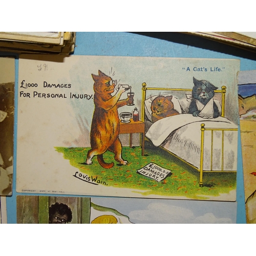 91 - Approximately 270 postcards, including a Louis Wain 