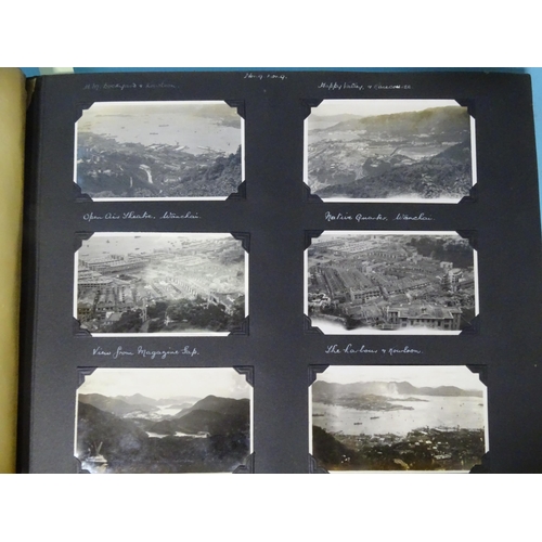 96 - An album of 142 6.5 x 11cm snaps of Hong Kong, including HMS Tamar, China, Philippines and Japan, c1... 