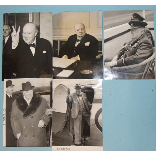 97 - Two poster-sized photographs of Sir Winston Churchill, 91.5 x 64cm, hardboard-backed, five 1950-1960... 