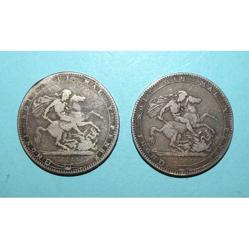 133 - Two George III 1819 crowns, edge LIX, (2).