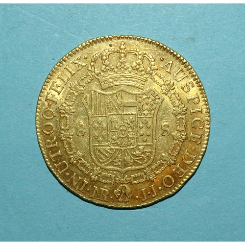 176 - Columbia Charles IV gold 8-escudos 1805, Bogota Mint, 36mm diameter, 27g.