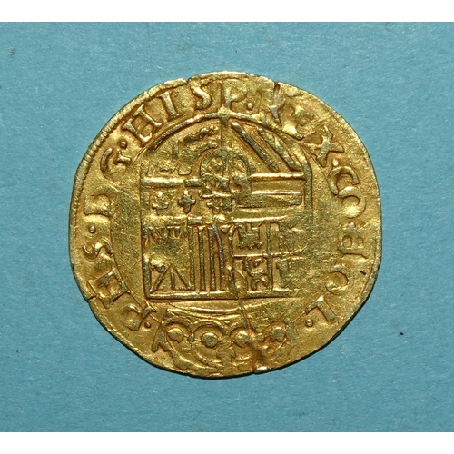 177 - Spanish Netherlands Philip II gold ½-real, 24mm diameter, 3.4g.