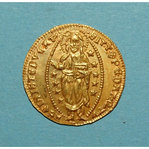 182 - Italy Antonio Venier (1382-1400) gold ducat, 20mm diameter, 3.6g.