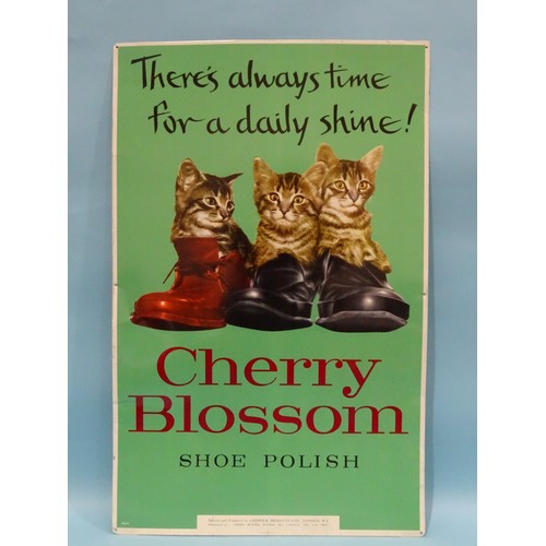 521 - A reproduction metal sign 'There's Always Time For A Daily Shine, Cherry Blossom Shoe Polish', depic... 