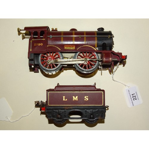 221 - Hornby O gauge, L457 No.1 Special Clockwork LMS locomotive RN2700, boxed, (metal fatigue to wheels, ... 