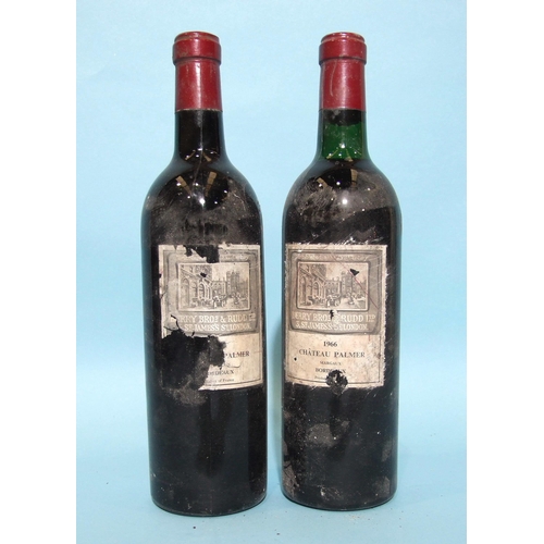 595 - Chateau Palmer 1966 Margaux, Bordeaux, Berry Bros and Rudd Ltd, top shoulder, capsule intact, label ... 