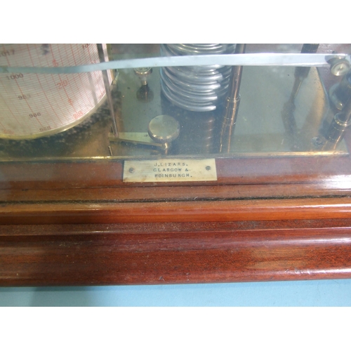 124 - A hardwood barograph with glazed cover and makers label for J Lizars, Glasgow and Edinburgh, 37cm wi... 