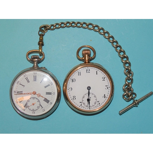 169 - A 9ct gold open-face keyless pocket watch, the white enamelled dial with Arabic numerals and seconds... 