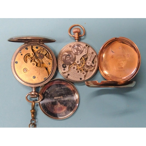 169 - A 9ct gold open-face keyless pocket watch, the white enamelled dial with Arabic numerals and seconds... 