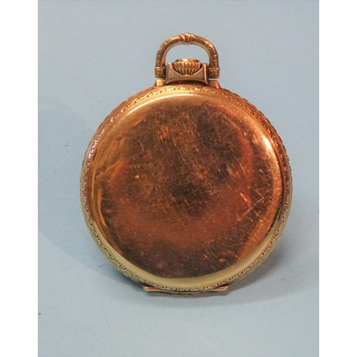 180 - E Howard & Co, Boston, a gold-plated open face keyless pocket watch with signed 17-jewel three-p... 