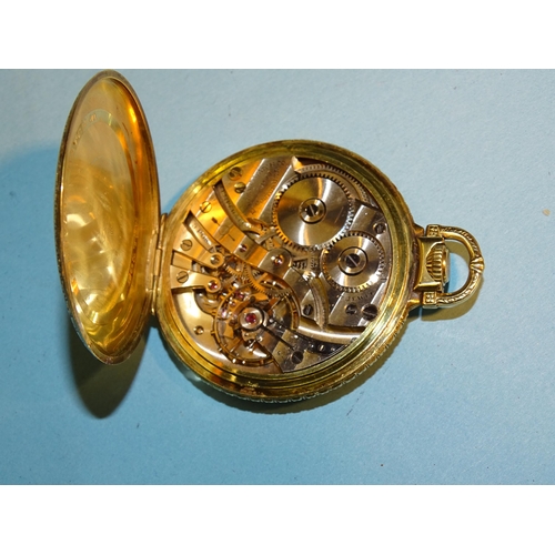 180 - E Howard & Co, Boston, a gold-plated open face keyless pocket watch with signed 17-jewel three-p... 