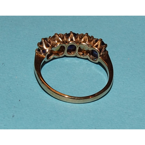 319 - A five-stone 9ct gold ring set alternate iolites and citrines, size N½, 2.3g, (boxed).... 