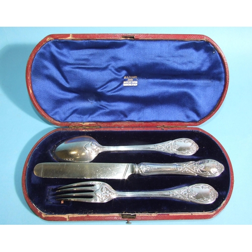 A Victorian silver threepiece christening set, knife, fork and spoon
