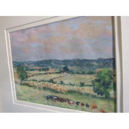 55 - Paul Maze DCM MM (1887-1979) FIELDS, TREES AND BUILDINGS WITH MIXED-HERD CATTLE GRAZING IN THE FOREG... 