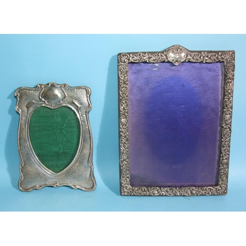 585 - A beaten and pressed heart-shaped picture frame, 19 x 13cm, Birmingham 1903 and another rectangular ... 