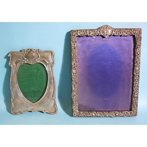 585 - A beaten and pressed heart-shaped picture frame, 19 x 13cm, Birmingham 1903 and another rectangular ... 