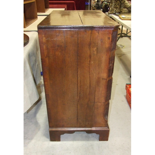 75 - An early-18th century feather-banded walnut chest of three short and three long graduated drawers, w... 