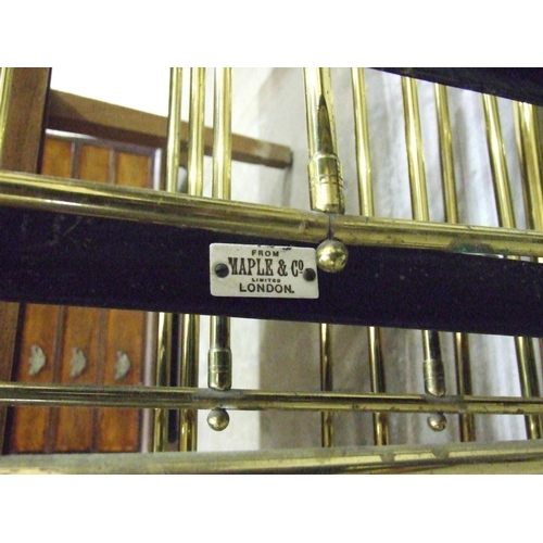 102 - A pair of 3ft brass bed ends and irons labelled Maple & Co, London.