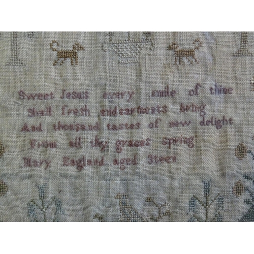 141 - An early-19th century needlework sampler by Mary Eagland age 