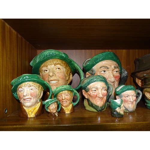 92 - A collection of Royal Doulton character jugs, comprising 'Arriet' (large, small, miniature and tiny ... 