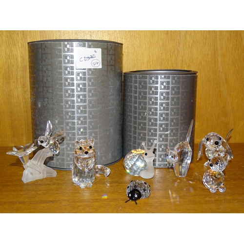 106 - Swarovski, 'Dachshund', 'Terrier', 'Cat' (sitting), 'Cat' (mini), 'Tomcat', 'Ladybird', (all unboxed... 