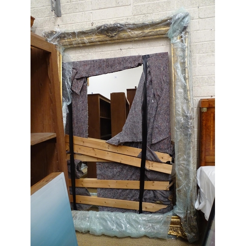 14 - A very large modern gilt-framed mirror, 220 x 158cm, (mirror detached for storage and transport).... 