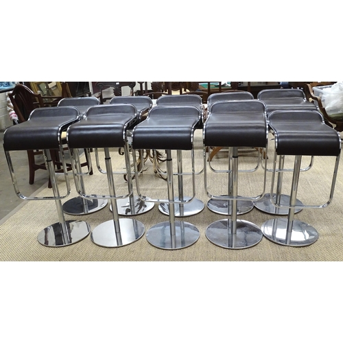 3 - A set of ten modern chrome adjustable breakfast bar stools, with swivel leather-effect seats, (10).... 