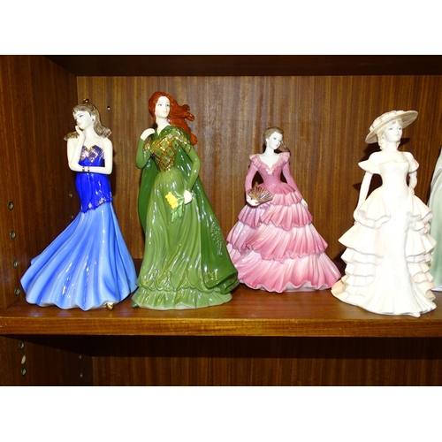 86 - A collection of six Coalport figurines, including three from the Ladies of Fashion series: 'Gabriell... 