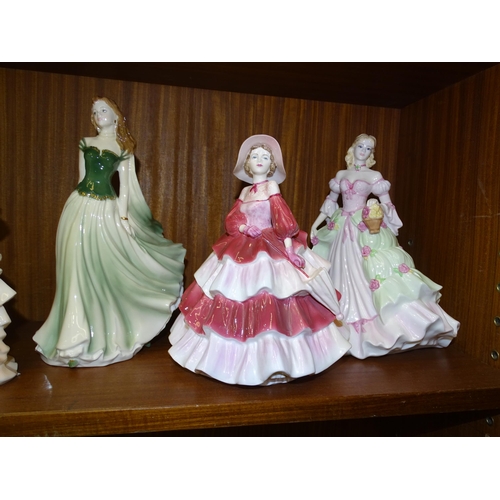 86 - A collection of six Coalport figurines, including three from the Ladies of Fashion series: 'Gabriell... 