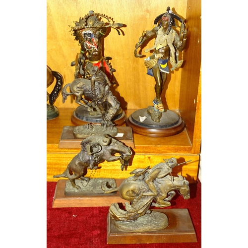 89 - Franklin Mint, after R F Murphy, two bronzed metal sculptures of Native American Indians: 'Spirit of... 