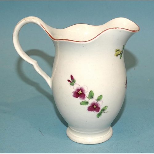 117 - A Worcester tall cream jug with flower and ladybird painting, 11cm high.