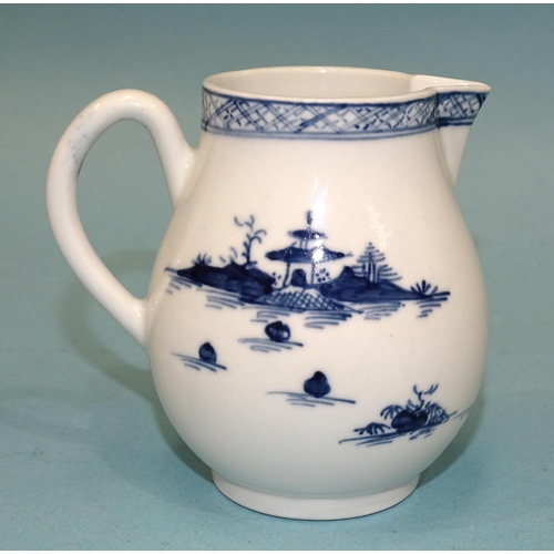 123 - A Worcester cannon ball pattern sparrow beak cream jug, 8cm high.