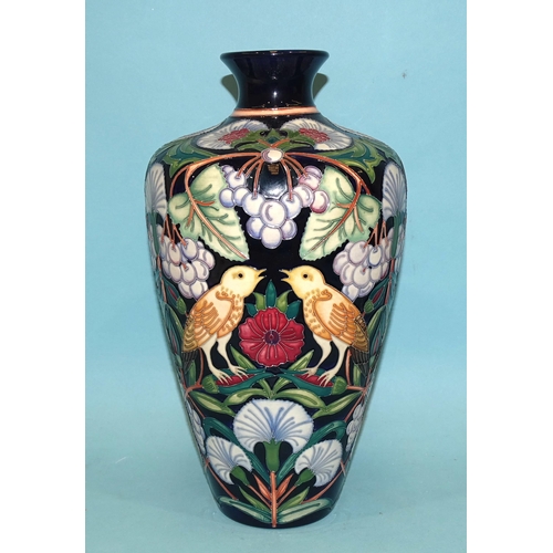 126 - A contemporary Moorcroft vase in the 'Nightingale Lullaby' design by Rachel Bishop, limited-edition ... 