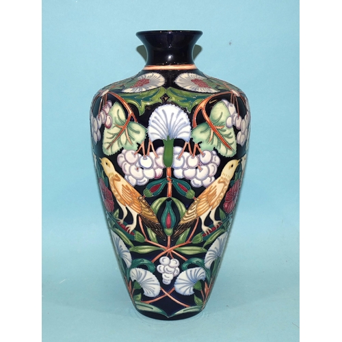 126 - A contemporary Moorcroft vase in the 'Nightingale Lullaby' design by Rachel Bishop, limited-edition ... 