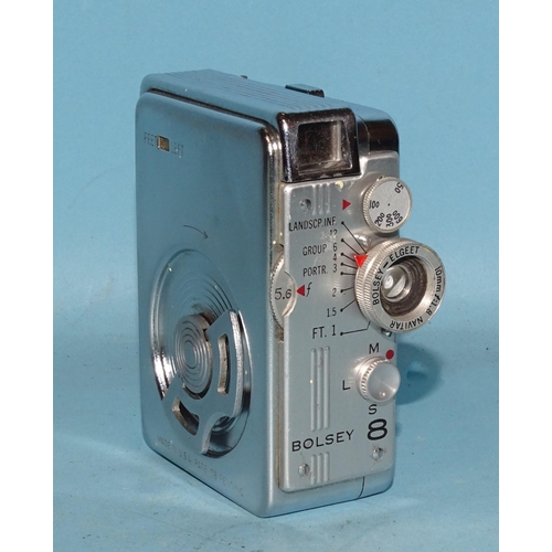 172 - A Bolsey 8 sub-miniature still/ciné camera, chrome, serial no.07016, with Navitar f1.8 10mm lens, (s... 