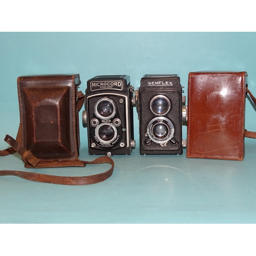 217 - An MPP Microcord TLR camera, serial no.7450, with Ross London Xpres f3.5 77.5mm lens and a Sem Semfl... 