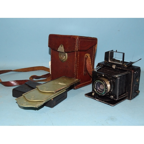 238 - An Erneman Ermanox Miniature Strutt folding plate camera, 4.5 x 6cm, c1926, with Carl Zeiss Jena Tes... 