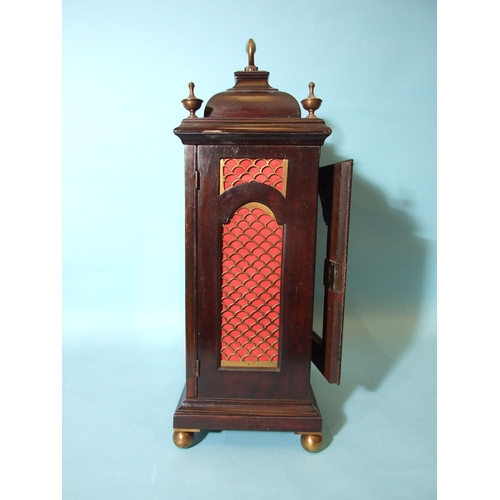 81 - RICHARD FENNELL, KENSINGTON. A GEORGIAN MAHOGANY BRACKET CLOCK, the inverted bell-top case with bras... 