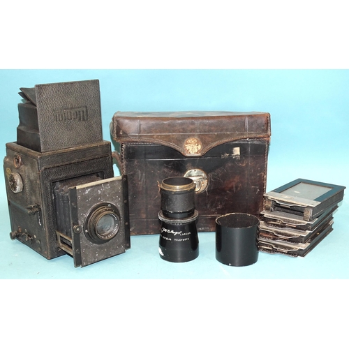 190 - A Mentor, Goltz & Breutmann folding plate camera no.00117, with Carl Zeiss Jena Tessar f4.5 13.5... 