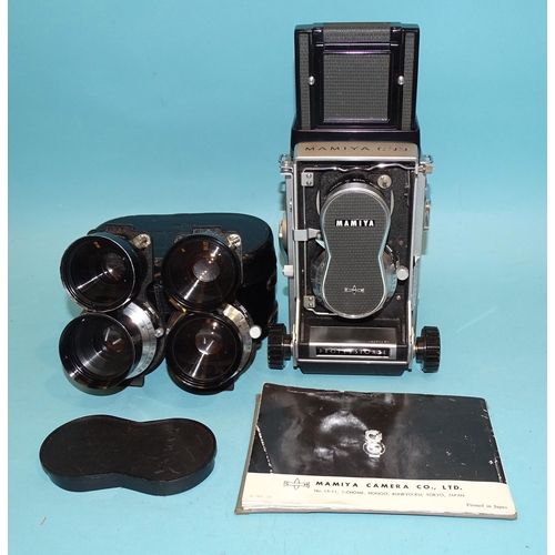 193 - A Mamiya C33 Professional TLR camera no.304641, with Sekor 1:3.5 f:105mm and Sekor 1:3.5 f:65mm lens... 