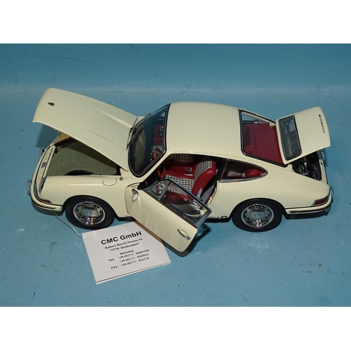 109 - CMC Models, 1/18 scale Porsche 901 1964 Sports Coupé, cream, with hub caps, (with tag, in pla... 