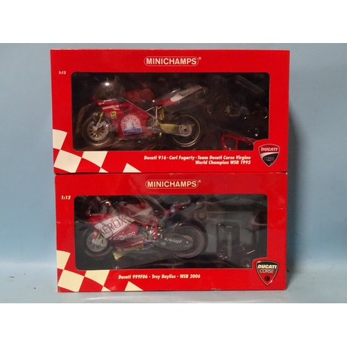 141 - Two Minichamps 1/12 scale motorcycles: Ducati 916 and Ducati 999F06, (both boxed with stand), (2).... 