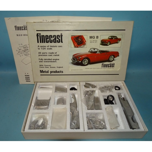 221 - Wills Finecast, 1/24 scale MG B metal kit, (boxed with instructions, unchecked, appears complete).... 