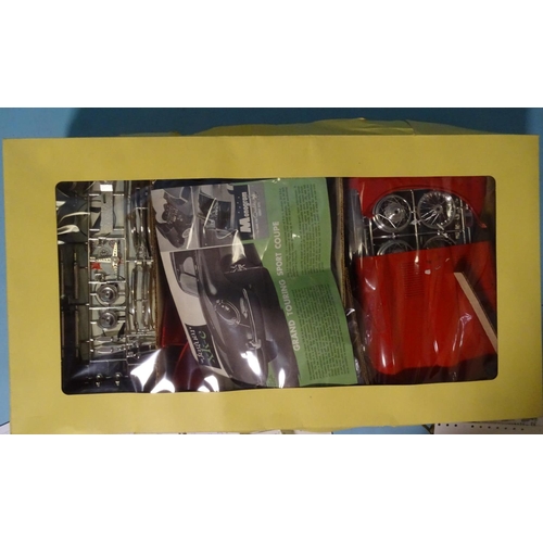 258 - Monogram, a vintage 1/8 scale plastic kit, Jaguar XK-e GT Sports Coupe, (boxed, box torn, unche... 